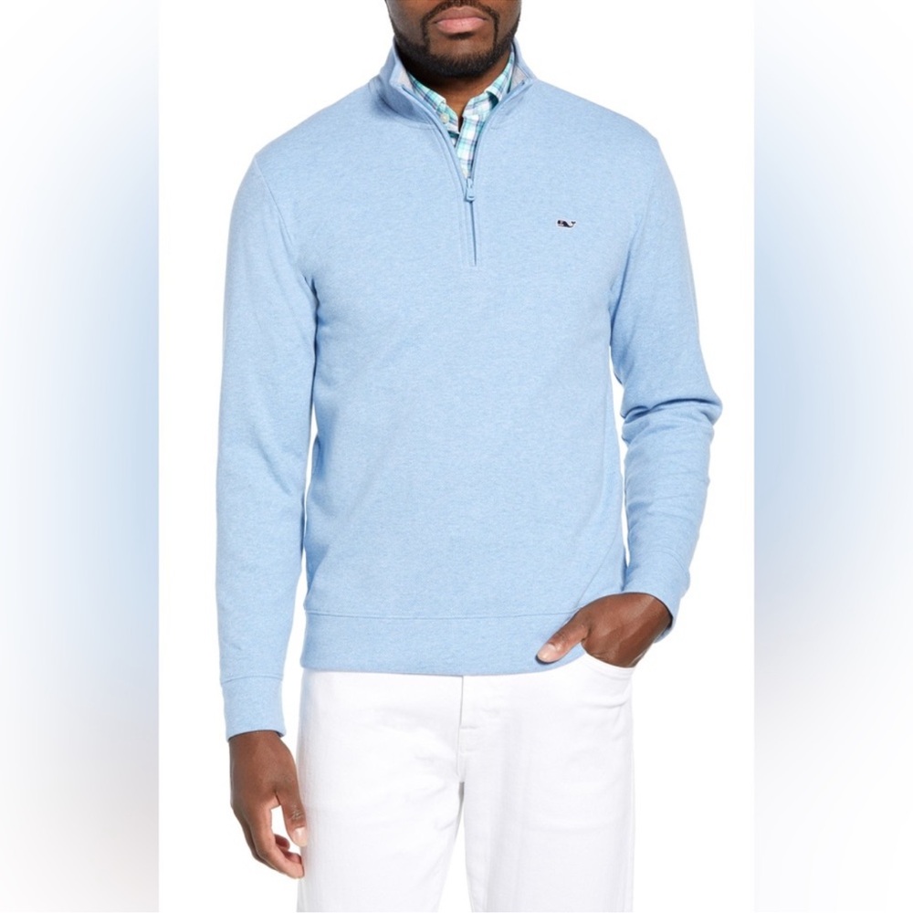 Vineyard Vines performance Men's Sky Blue Quarter-Zip Pullover.